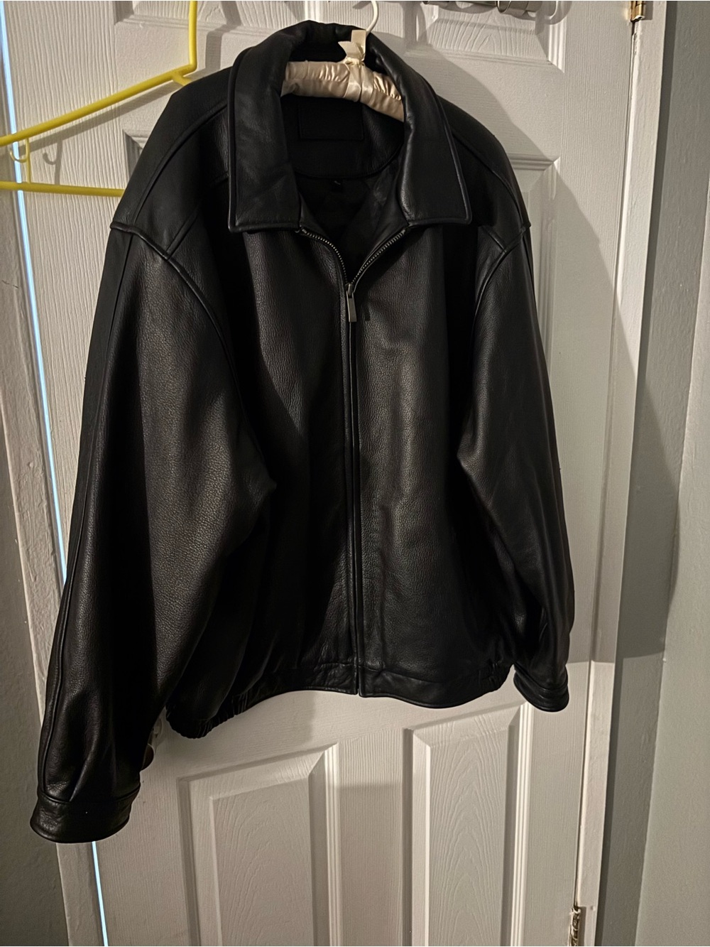 croft & barrow Black Leather Bomber Jacket